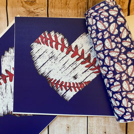 Baseball Hearts on Navy Panel