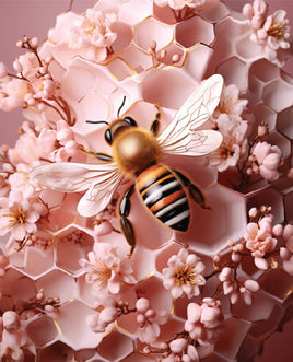 Printed Vinyl Panel 8.5x10.5 Bee on Pink Honeycomb