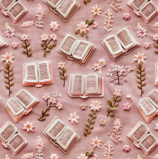 Books and Flowers on Pink