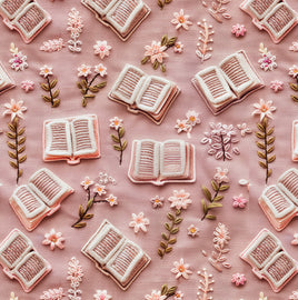 Books and Flowers on Pink
