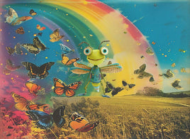 Tote Panel Bug- Green Bug Rainbow Butterfly