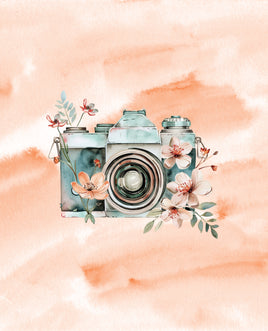 Printed Vinyl Panel 8.5x10.5 Camera Floral Peach