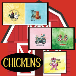 zipper bag panels NEW STYLE Chickens