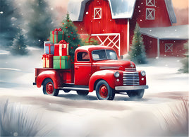 Tote Panel Christmas Truck