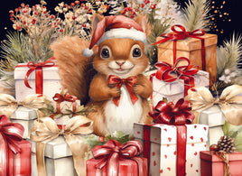Tote Panel Christmas Squirrel