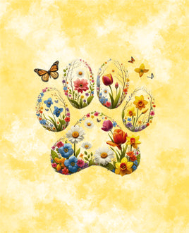 Printed Vinyl Panel 8.5x10.5 Dog Paw Floral Yellow