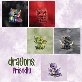 zipper bag panels Friendly Dragons