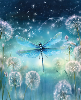 Printed Vinyl Panel 8.5x10.5 Dragonfly with Dandelions