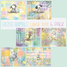 Tote Panel Easter Animals 6 Pack Large Tote