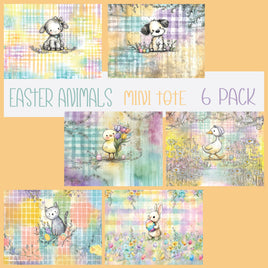 Tote Panel Easter Animals 6 Pack Mini Tote