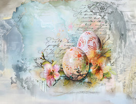 Tote Panel Easter Eggs 2 on Light Blue