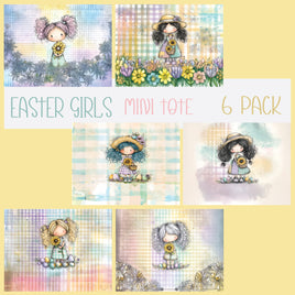Tote Panel Easter Girls 6 Pack Mini Tote