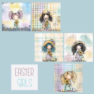 zipper bag panel Easter Girls