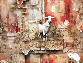 Tote Panel Farmhouse Red Goat