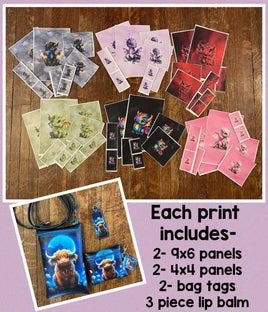 9x6 Crossbody, Gift Card, Chapstick Set, Bag Tags:  Dragons