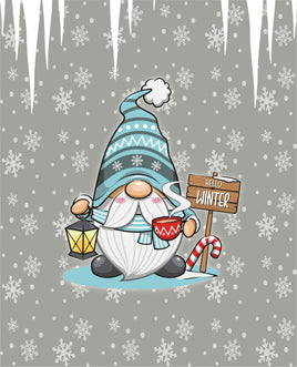 Printed Vinyl Panel 8.5x10.5 Gnome Hello Winter