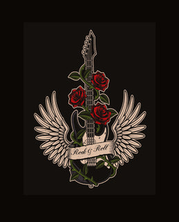 Printed Vinyl Panel 8.5x10.5 Guitar with Wings