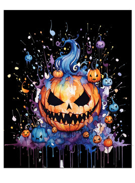 Printed Vinyl Panel 8.5x10.5 Halloween Pumpkin Paint Drip