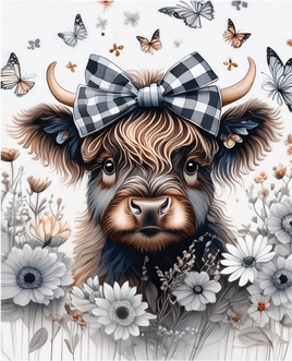 Printed Vinyl Panel 8.5x10.5 Highland Cow Black and White