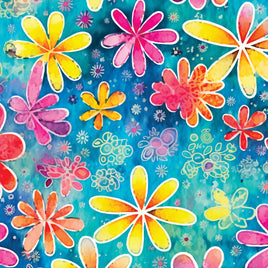 Hippie Flowers on Blue