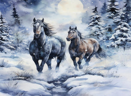 Tote Panel Horses in Snow