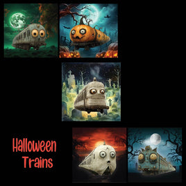 zipper bag panels NEW STYLE Halloween Trains