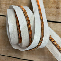 #5 Zipper Tape White with Colored Teeth