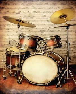 Printed Vinyl Panel 8.5x10.5 Music Drum Set Vintage