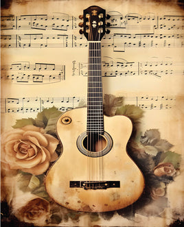 Printed Vinyl Panel 8.5x10.5 Music Guitar Vintage