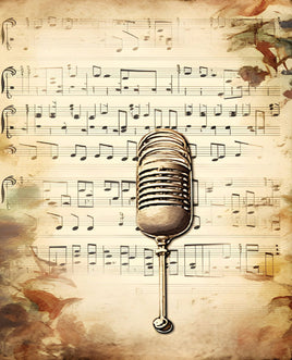 Printed Vinyl Panel 8.5x10.5 Music Microphone Vintage