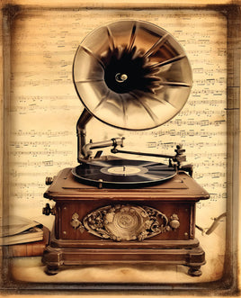 Printed Vinyl Panel 8.5x10.5 Music Phonograph Vintage