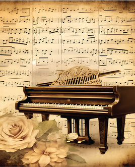 Printed Vinyl Panel 8.5x10.5 Music Piano Vintage