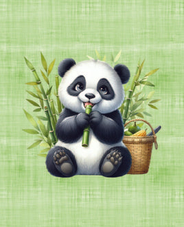 Printed Vinyl Panel 8.5x10.5 Panda on Green