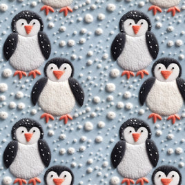 Winter Penguins on Light Blue