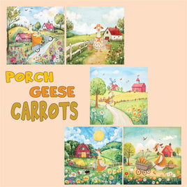 zipper bag panels NEW STYLE Porch Geese Carrots