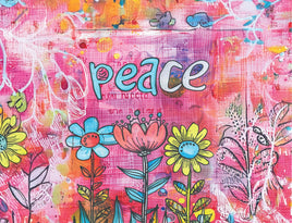 Tote Panel Positive Words Peace on Pink