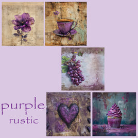 zipper bag panels NEW STYLE Purple Rustic