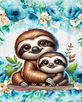 Printed Vinyl Panel 8.5x10.5 Sloths with Flowers