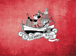 Tote Panel Mickey and Minnie Steamboat Willie on Red