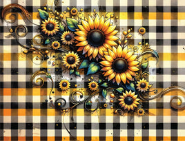 Tote Panel Sunflowers on Plaid