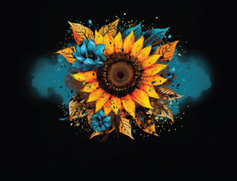 Tote Panel Sunflower with Teal