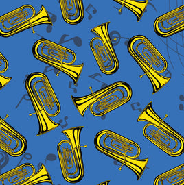 Marching Band Tubas on Blue