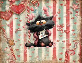 Tote Panel Valentine Black Cat Be Mine