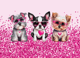 Tote Panel Valentines Pink Glitter Dogs