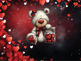 Tote Panel Valentine Stuffy with Jar of Hearts