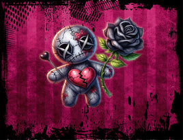 Tote Panel Valentine Voodoo Guy on Dark Pink