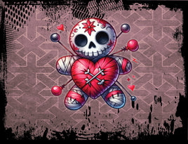 Tote Panel Valentine Voodoo Guy on Pinky Gray