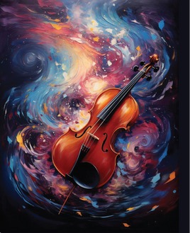 Printed Vinyl Panel Violin Colorful Swirls