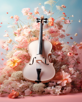 Printed Vinyl Panel Violin Pastel Flowers