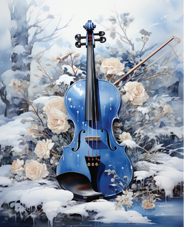 Printed Vinyl Panel Violin Winter Blue